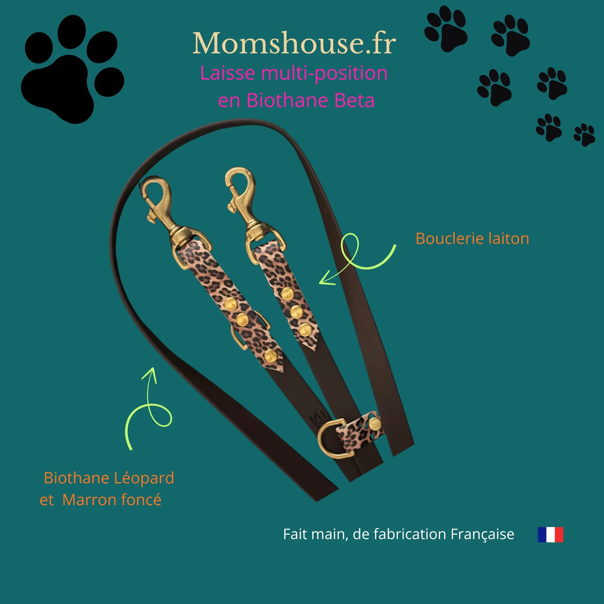 Laisse multi-positions Léopard Momshouse.fr